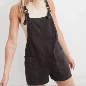 Aerie Werk and Play Denim Shortalls in Gray